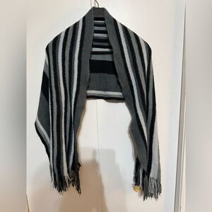 Striped Black and Gray Knit Shawl